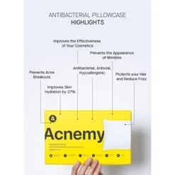 Acnemy Funda de Almohada Antibacteriana King Size 90x50Cm 1 unidad