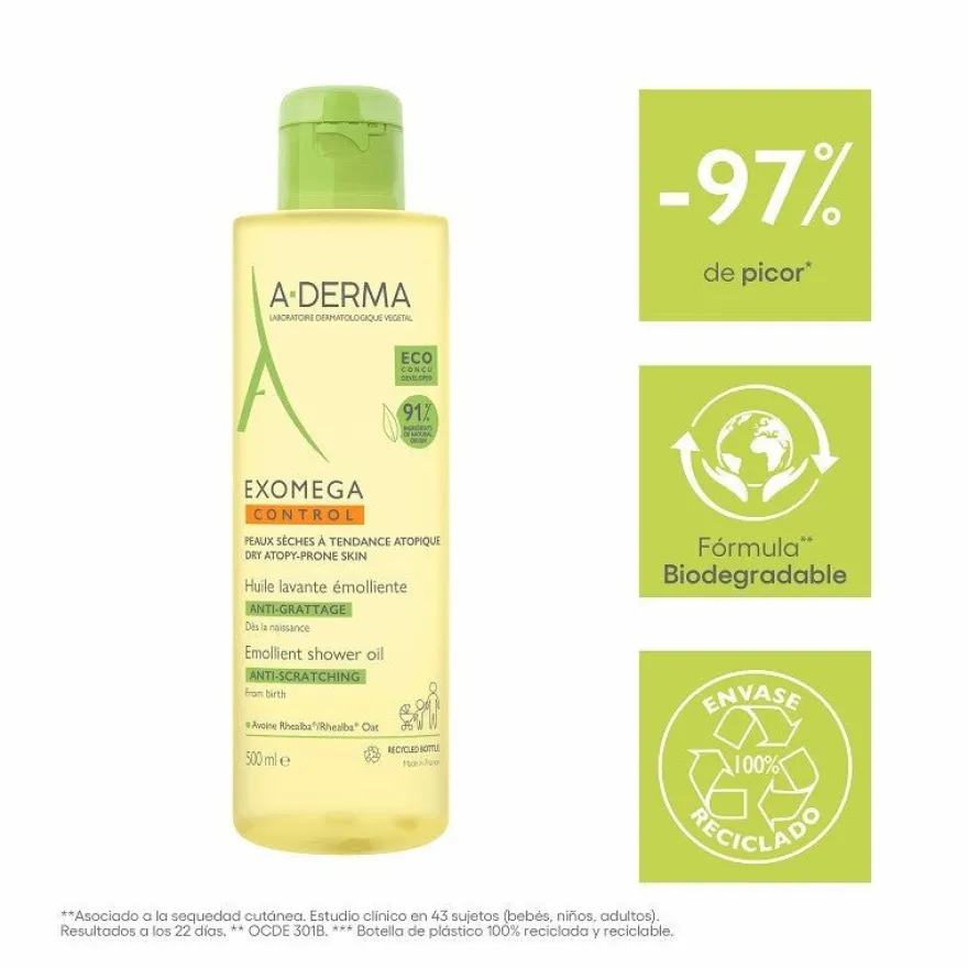 A-DERMA Exomega Control Aceite de Ducha y Baño 500ml