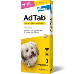 AdTab Antiparasitario 3 comprimidos perros 2,5-5,5kg 112mg