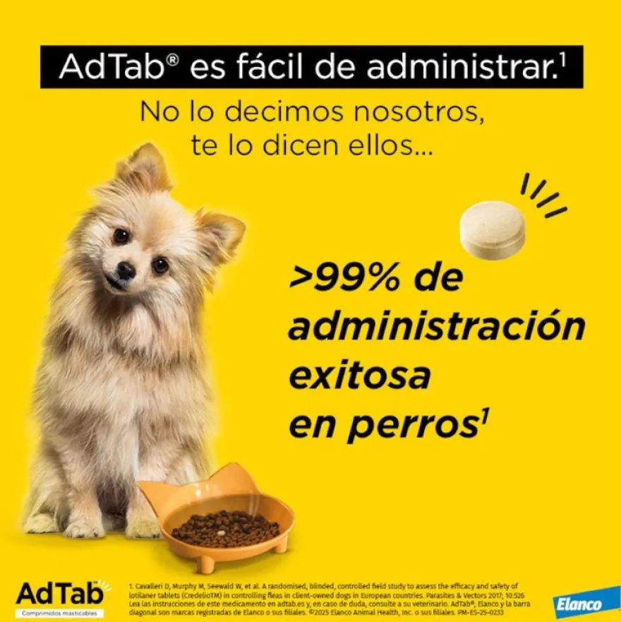 AdTab Antiparasitario 3 comprimidos masticables para perros 900mg 22-45kg
