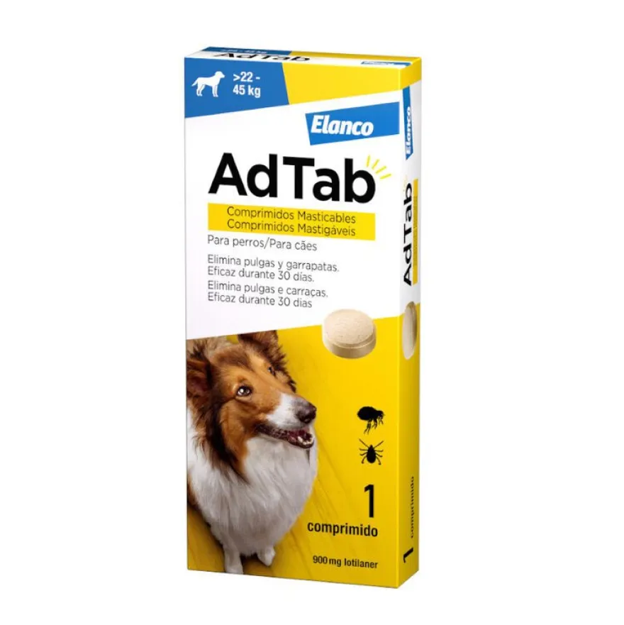 AdTab Antiparasitario 3 comprimidos masticables para perros 900mg 22-45kg