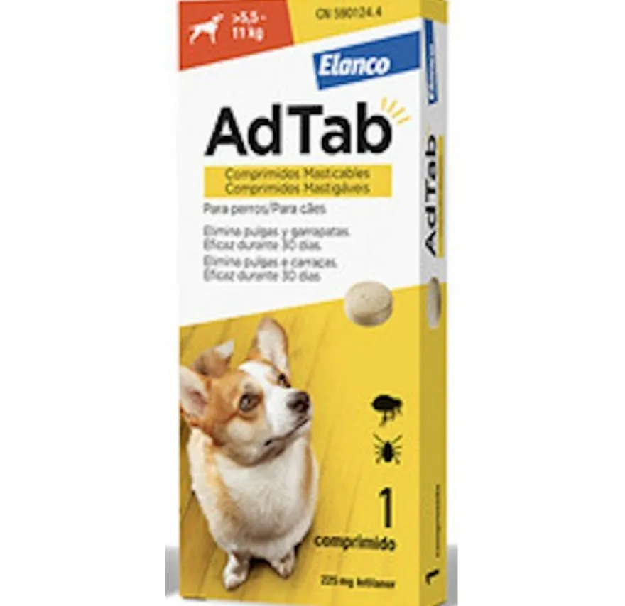 AdTab Antiparasitario comprimido perros 5,5-11kg 225mg 1 comprimido