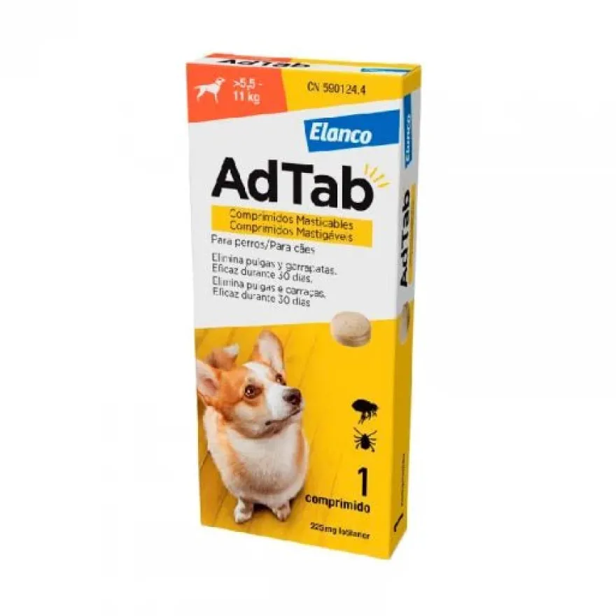 AdTab Antiparasitario comprimido perros 5,5-11kg 225mg 1 comprimido