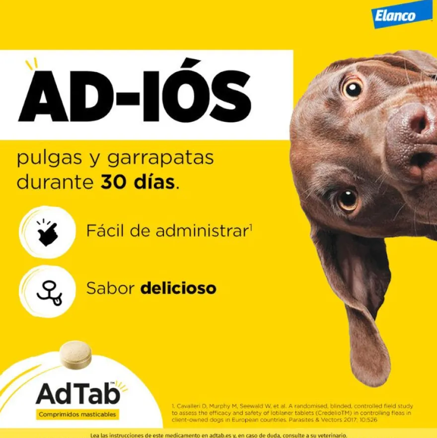 AdTab Antiparasitario comprimido masticable para perros 900mg 22-45kg 1 comprimido