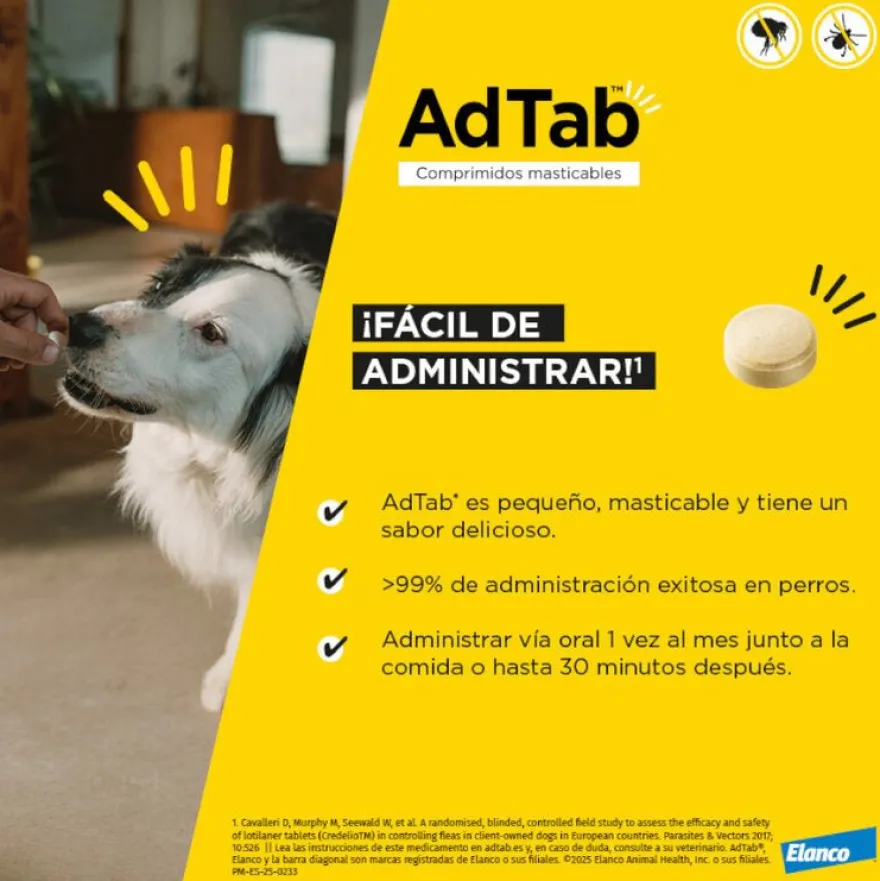 AdTab Antiparasitario comprimido masticable para perros 900mg 22-45kg 1 comprimido