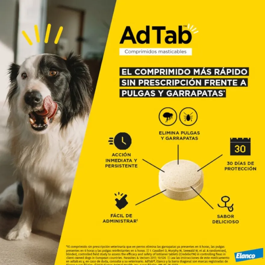 AdTab Antiparasitario comprimido masticable para perros 900mg 22-45kg 1 comprimido