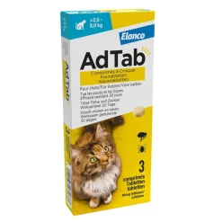 AdTab Antiparasitario 3 comprimidos masticables para gatos 48mg 2-8kg