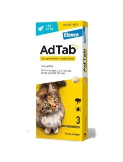 AdTab Antiparasitario 3 comprimidos masticables para gatos 48mg 2-8kg