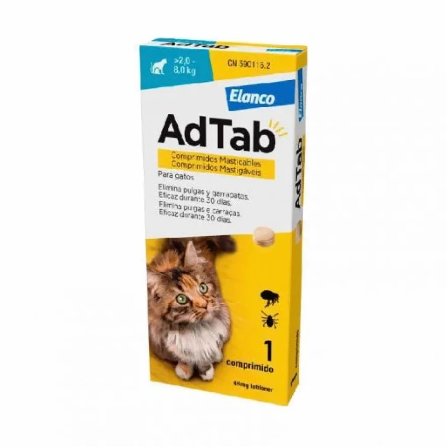 AdTab Antiparasitario comprimido masticable para gatos 48mg 2-8kg - 1 comprimido
