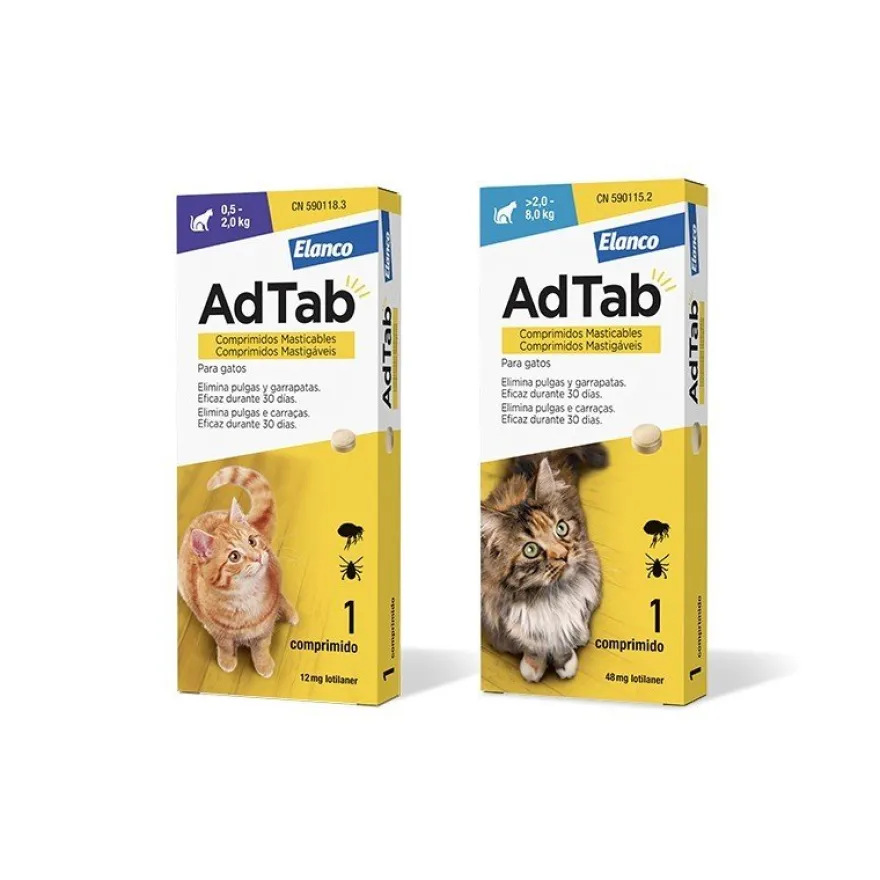 AdTab Antiparasitario comprimido masticable para gatos 48mg 2-8kg - 1 comprimido