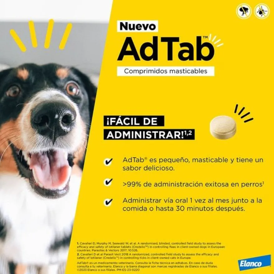 AdTab 112 Mg Comprimidos Masticable Perro (>2,5-5,5 Kg) 1 Comprimidos