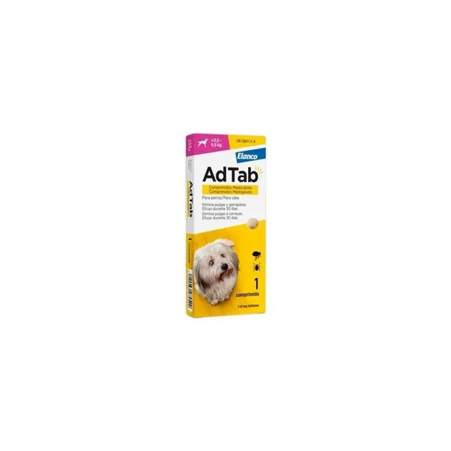 AdTab 112 Mg Comprimidos Masticable Perro (>2,5-5,5 Kg) 1 Comprimidos