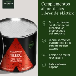 Aldous Bio Hierro 28 mg + Vitamina C, B12 y Ácido Fólico 400 Comprimidos