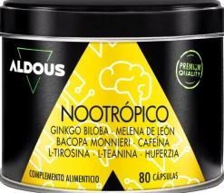 Aldous Nootrópico Natural con Ginkgo Biloba, Bacopa, Tirosina, Teanina 80 Cápsulas