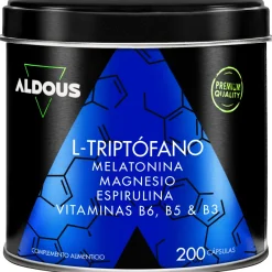 Aldous Triptófano con Melatonina, Magnesio, Espirulina Y Vitaminas 200 Cápsulas