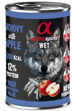 Alpha Spirit Canine Boquerón con Manzana Roja Alimento Húmedo 6x400g