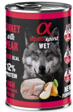 Alpha Spirit Canine Pavo Con Pera Lata 6X400Gr