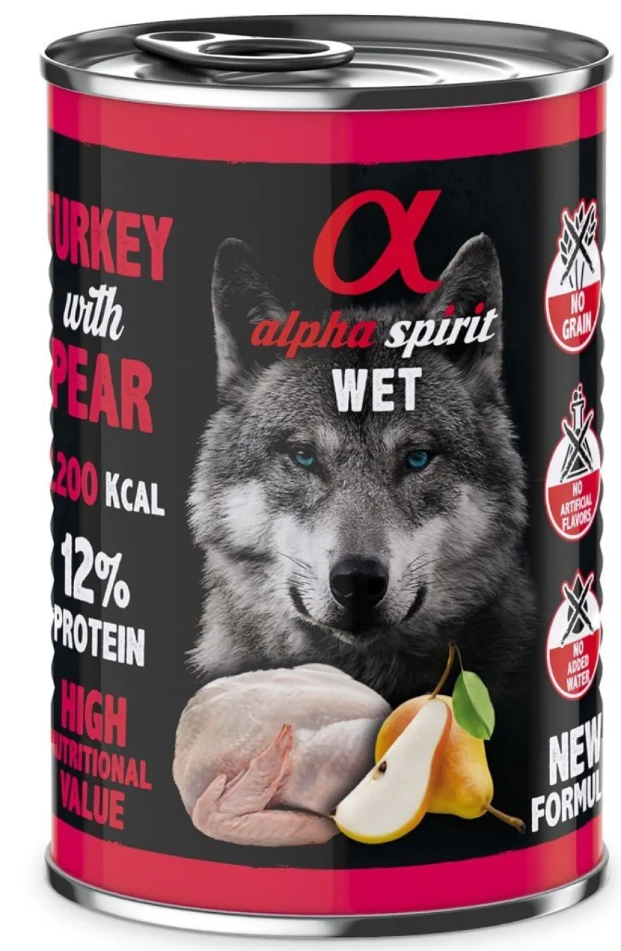 Alpha Spirit Canine Pavo Con Pera Lata 6X400Gr