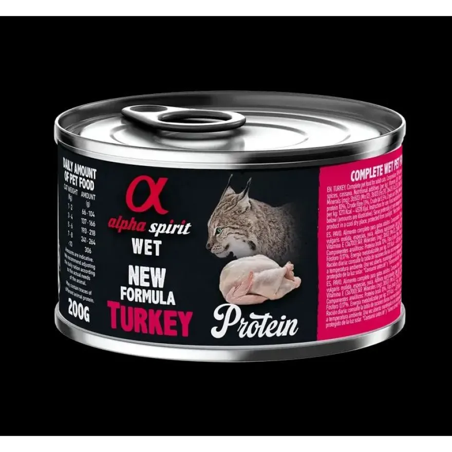 Alpha Spirit Feline Pavo Comida Húmeda 6x200g