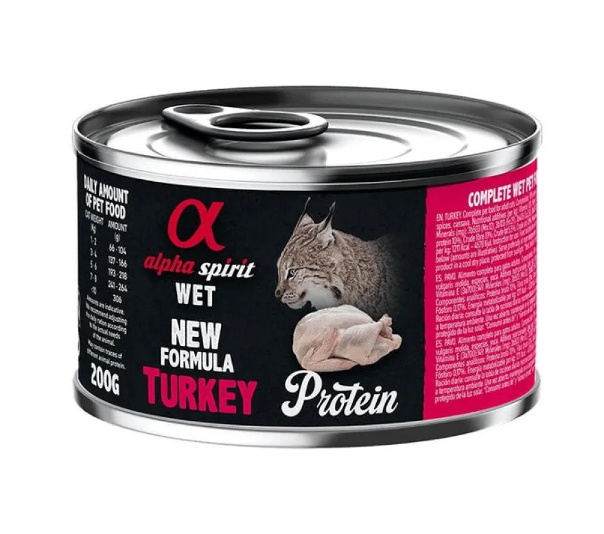 Alpha Spirit Feline Pavo Comida Húmeda 6x200g