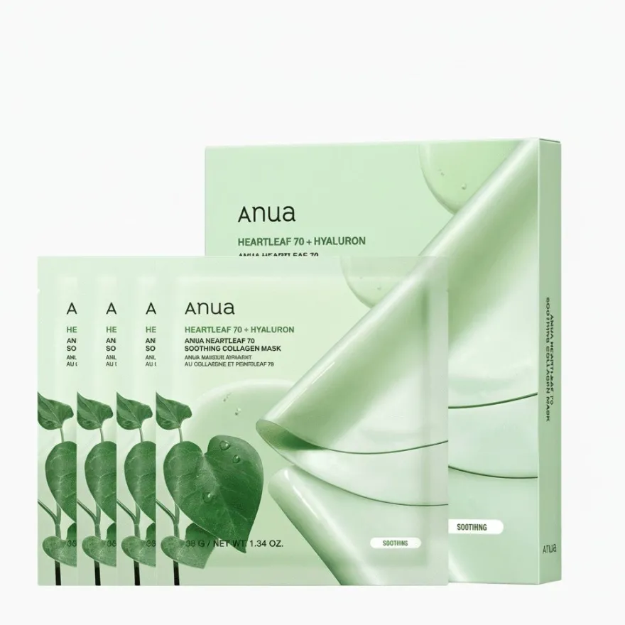 Anua Heartleaf 70 Soothing Collagen Mask 4 Pack 38g