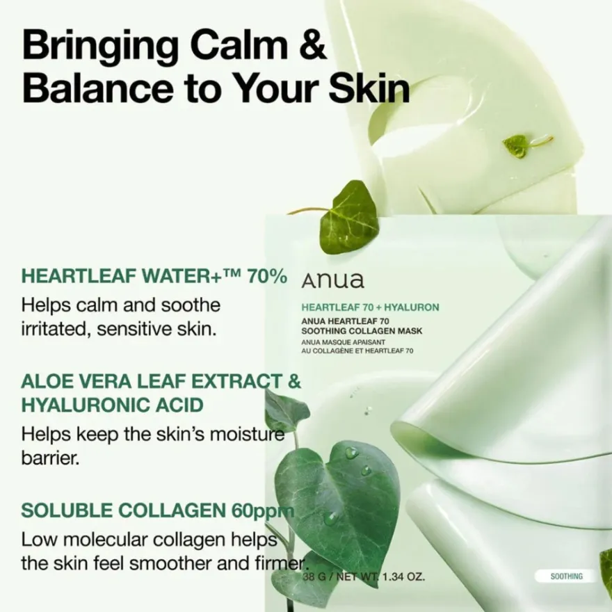 Anua Mascarilla Heartleaf 70 + Hyaluron 1 unidad