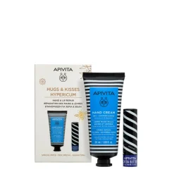 Apivita Crema De Manos Con Hipérico 50ml + Cuidado Labial Con Manteca De Cacao 4,4g