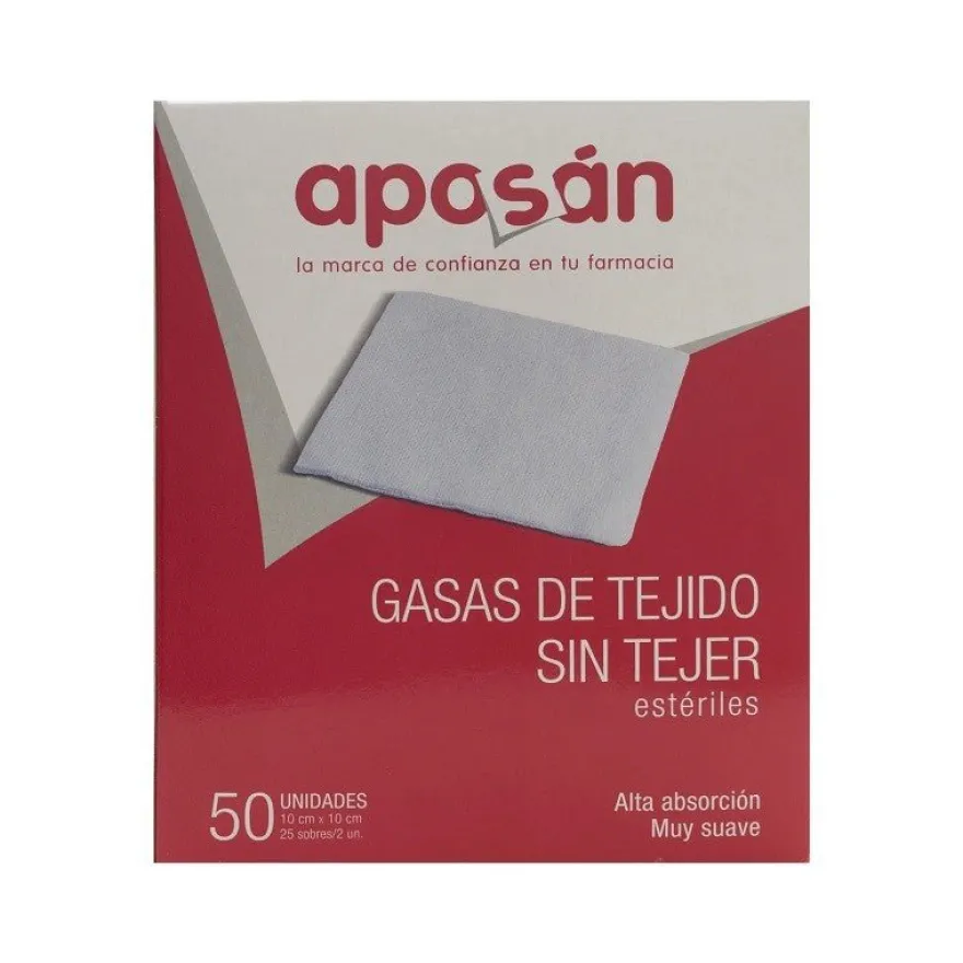 APOSAN Gasa Estéril Tejido Sin Tejer 10cm x 10cm (50 gasas)