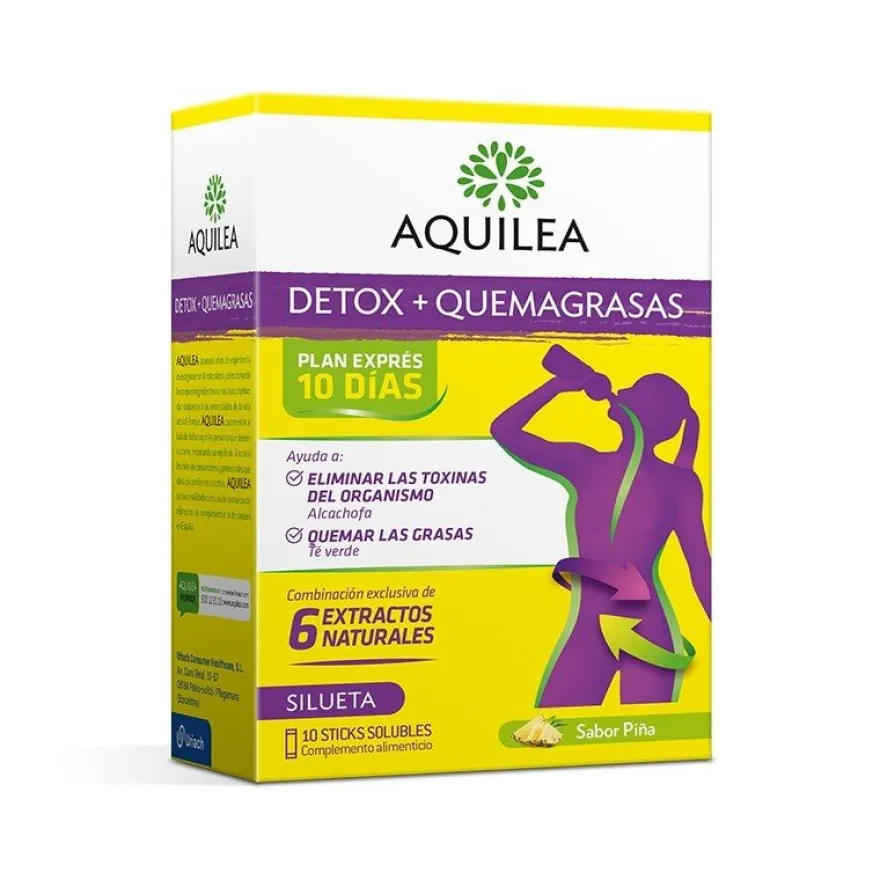 AQUILEA Detox + Quemagrasas 10 Sticks Solubles