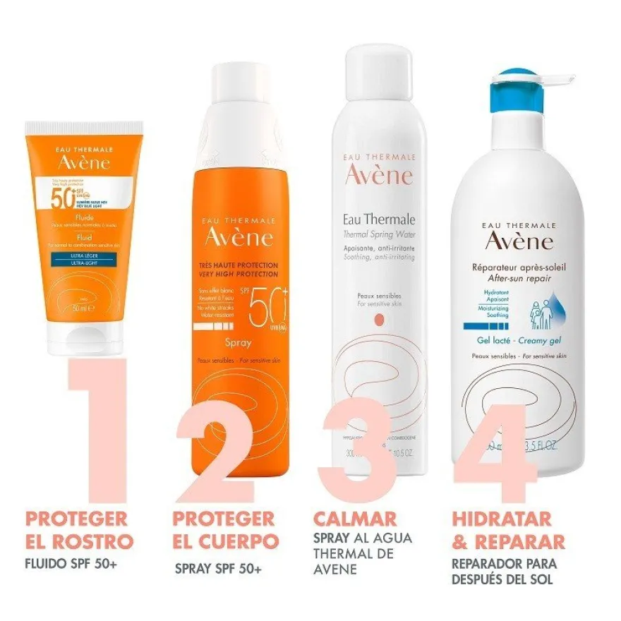 AVÈNE Protector Solar Fluido Piel Sensible Normal a Mixta SPF50+ DUPLO 2x50ml