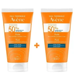AVÈNE Protector Solar Fluido Piel Sensible Normal a Mixta SPF50+ DUPLO 2x50ml