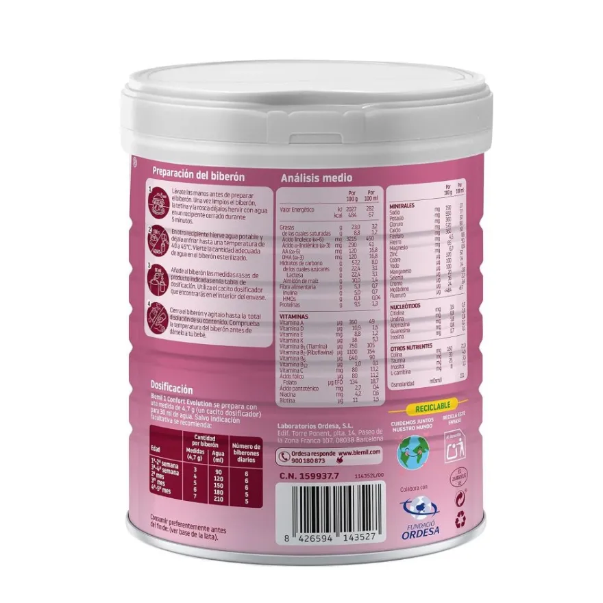 BLEMIL 1 Confort Evolution PACK AHORRO 6x800g