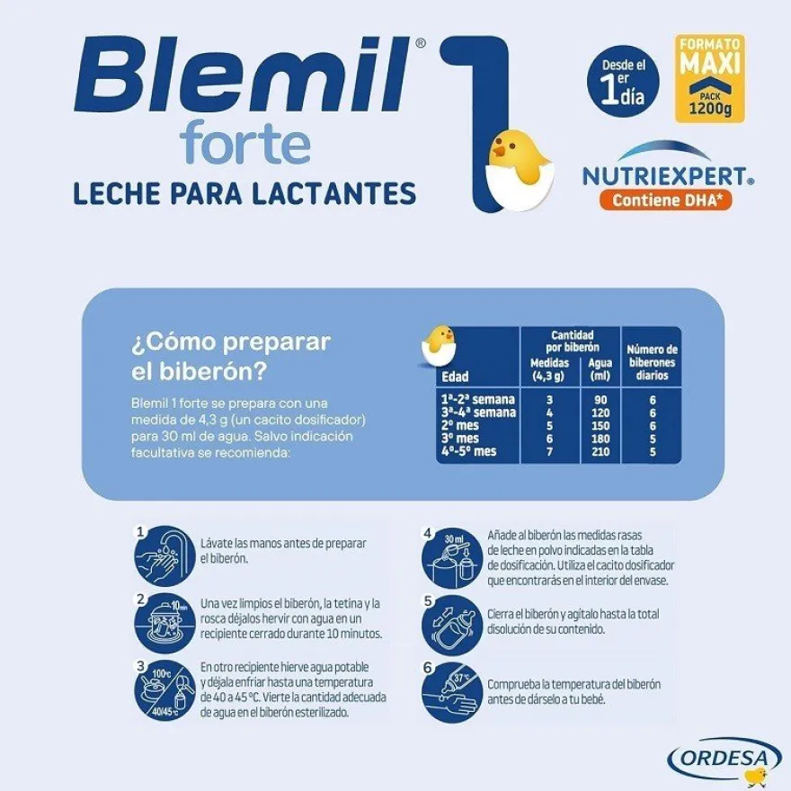 BLEMIL Forte 1 Leche para Lactantes PACK 3x1200gr