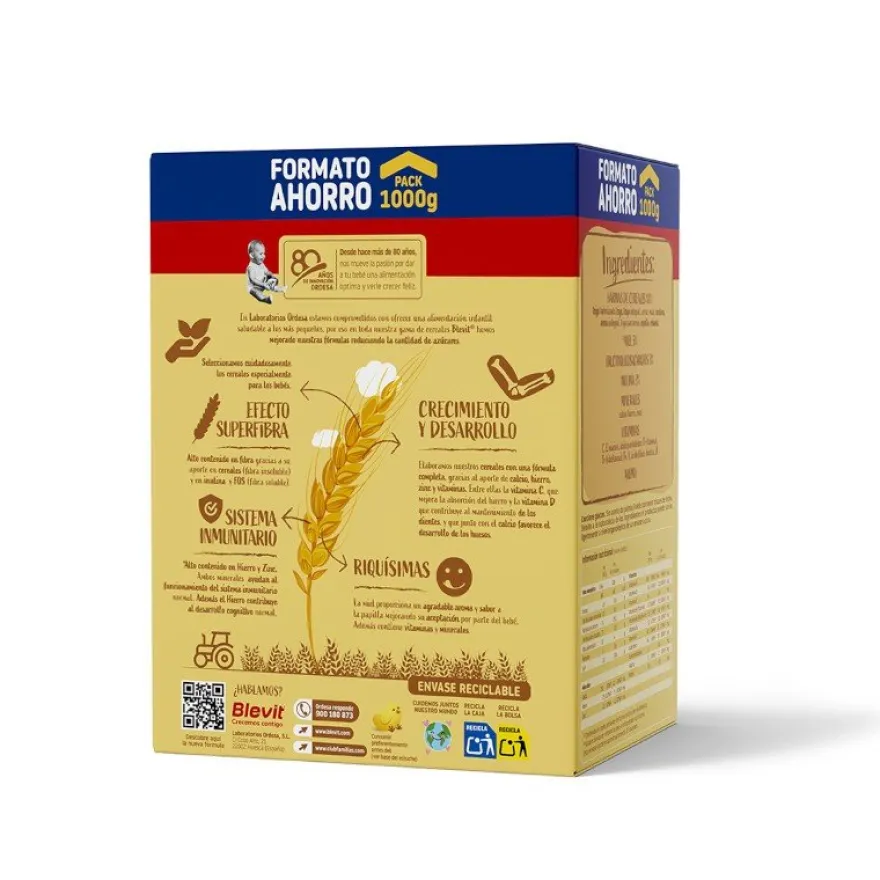 BLEVIT Super Fibra 8 Cereales y Miel 1000g