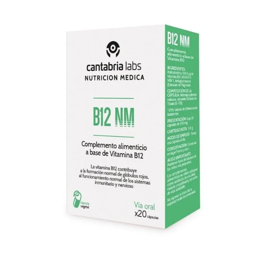 B12 NM Complemento Alimenticio Cantabria Labs Nutrición Médica 20 cápsulas