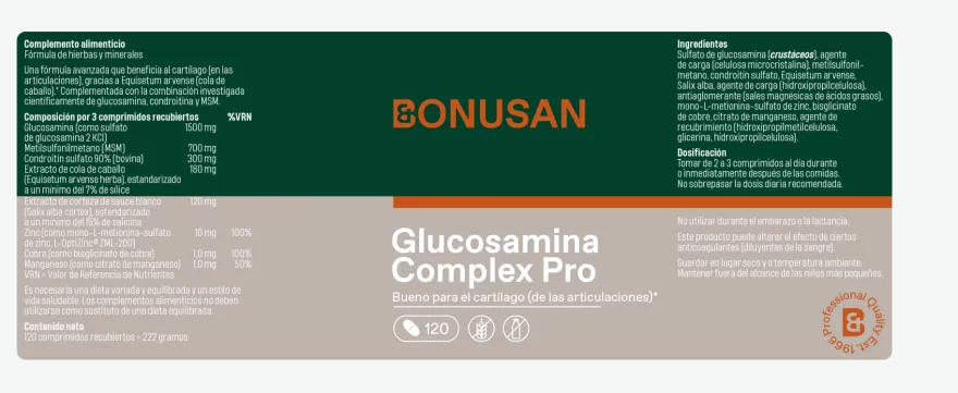 Bonusan Glucosamina Complex Pro Articulaciones 120 Comprimidos