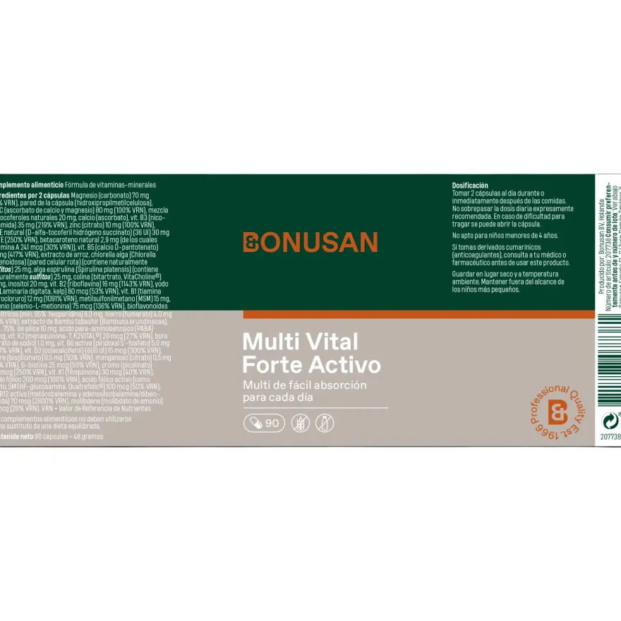 Bonusan Multi Vital Forte Activo Multivitamínico 90 Cápsulas