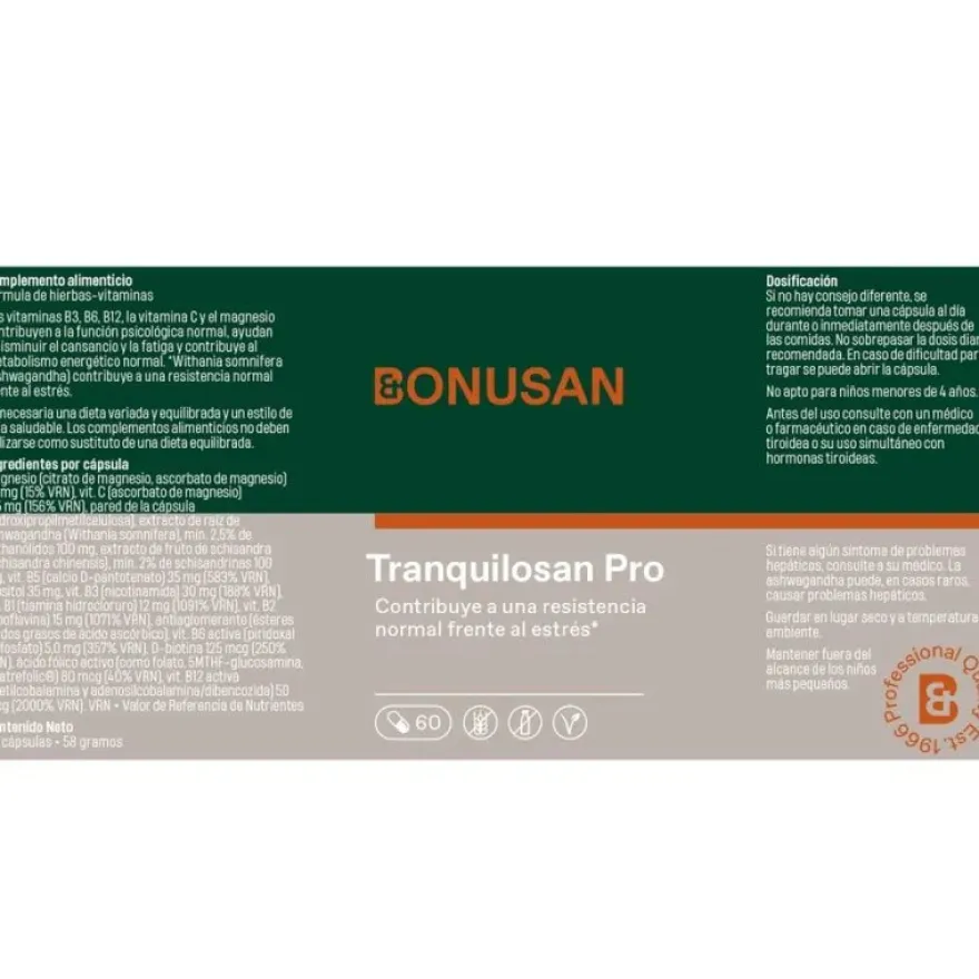 Bonusan Tranquilosan Pro Suplemento Relax y Sueño 60 Cápsulas