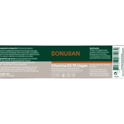 Bonusan Vitamina D3 75 Vegan Suplemento 60 Cápsulas