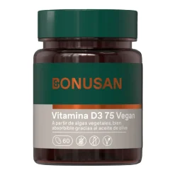 Bonusan Vitamina D3 75 Vegan Suplemento 60 Cápsulas