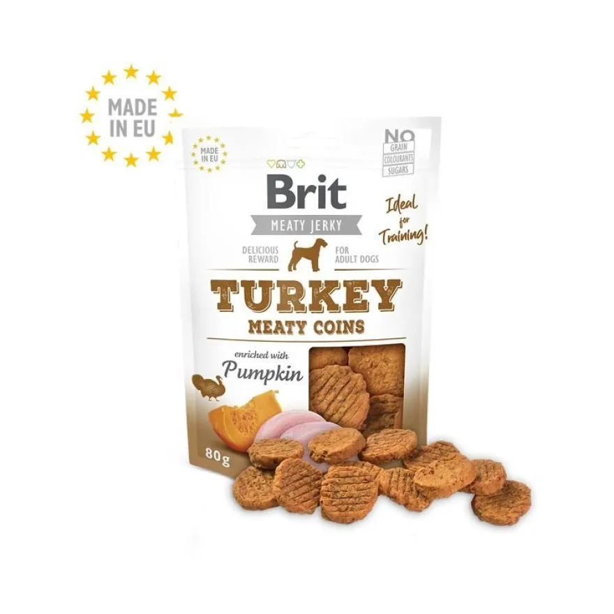 Brit Jerky Snack Monedas Masticables Pavo 80g
