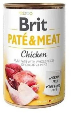 Brit Paté y Carne Pollo Alimento Húmedo 6 latas 400g