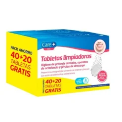 CARE+ Pack Tabletas Limpiadoras Prótesis Dentales 40+20uds