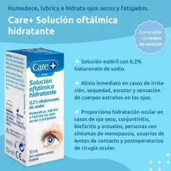CARE+ Solución Oftálmica Hidratante 0,2% Ácido Hialurónico + Toallitas Oftálmicas