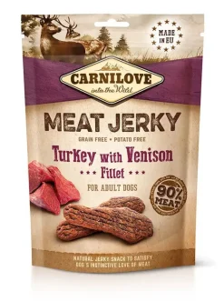 Carnilove Jerky Filetes de Venado y Pavo Comida para perros 12 bolsitas de 100g