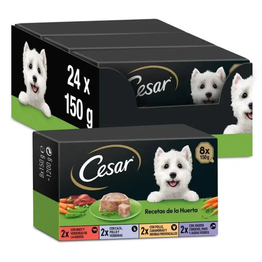 Cesar Multipack Recetas De La Huerta Comida Húmeda para Perros 24 ud