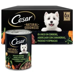 Cesar Natural Lata Cordero, comida húmeda para perros adultos 6 latas de 400g