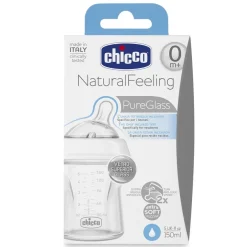 CHICCO Biberón Natural Feeling de Vidrio Flujo normal 150ML 0m+
