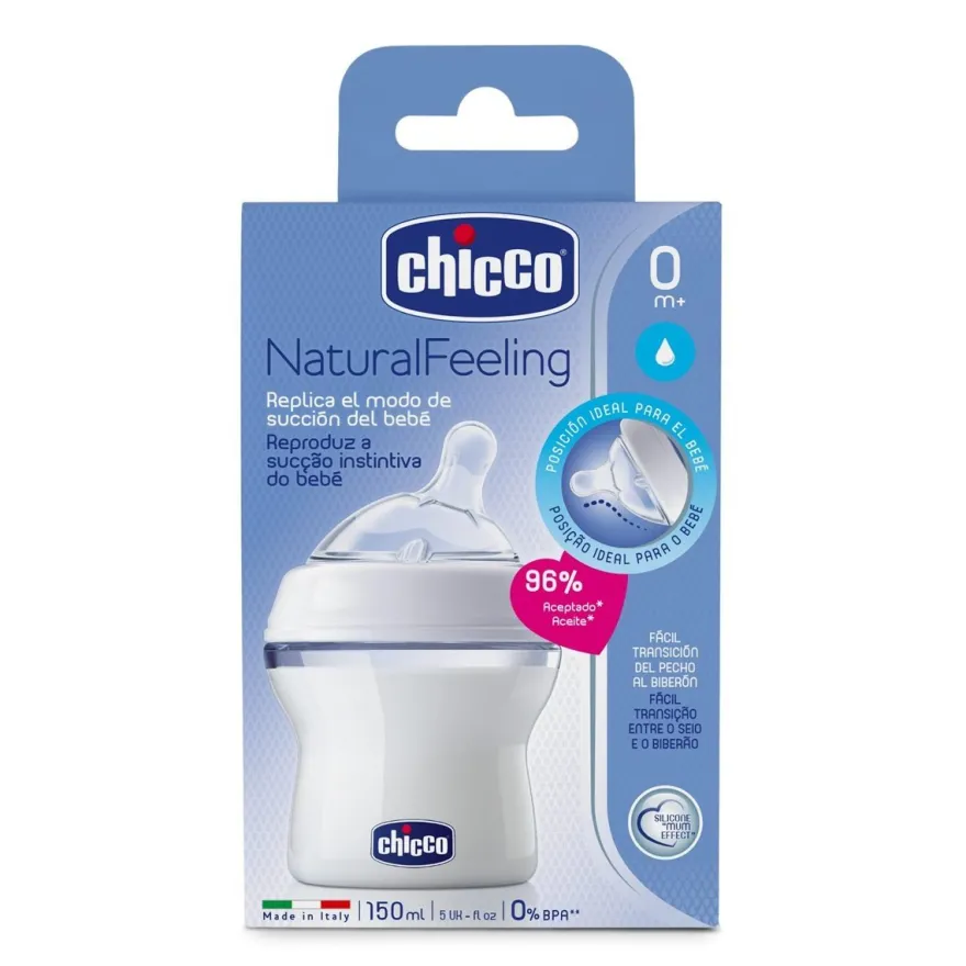 CHICCO Biberón Natural Feeling Tetina Inclinada Flujo Normal 150ML