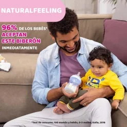 CHICCO Biberón Natural Feeling de Vidrio Flujo normal 250ML 0m+